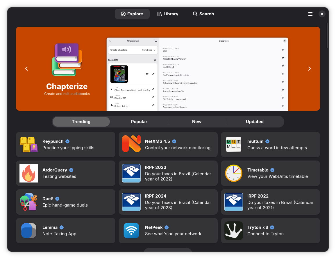A screenshot of the Bazaar application center on it's default page